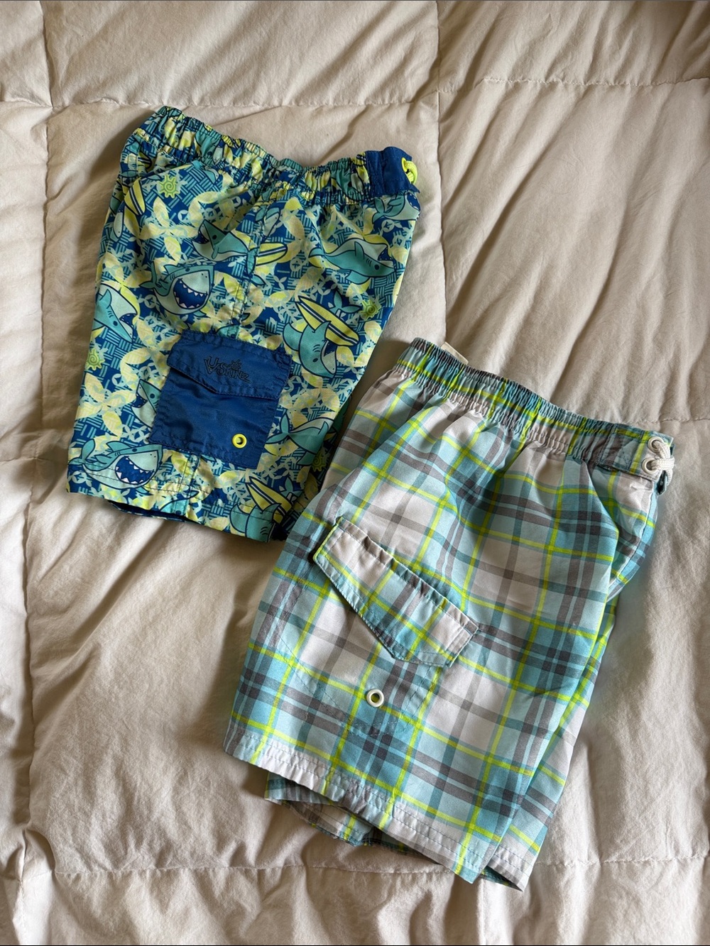 Boys Blue & Lime Swim Shorts Duo